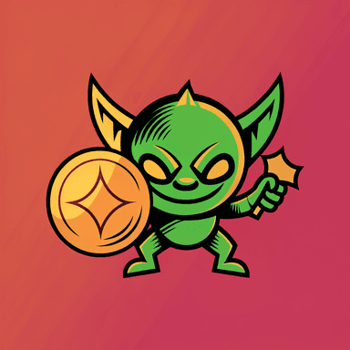 CoinGoblin mascot holding a coin